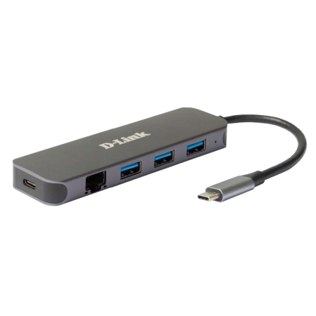 D-Link DUB-2334 5-in-1 USB-C Hub with Gigabit Ethernet and power delivery, 1* USB-C connector, 1* Gigabit Ethernet, 3* USB Type-